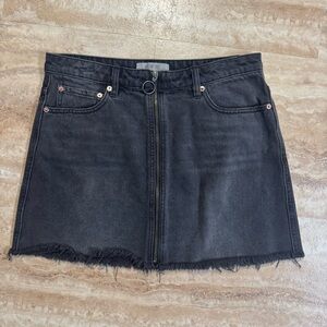 NWOT We The Free Black Charcoal Distressed Full Zip Mini Skirt size 29